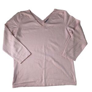 Ann Taylor 3/4 Sleeve Double V-Neck Fine Knit Sweater Light Pink Size Medium